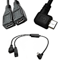 Miniatyrbilde 1 av 3: Splitter og Micro Usb-kabel, 5-pin hann til 2-hunn Y Splitter-kabel lader right bend
