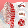 Miniatyrbild 3 av 6: Självhäftande strassband Rhinestone Strip Diamond Ribbon Sparkling Gem Sticker Roll för DIY-konst och hantverk (röd)
