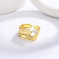 Miniatyrbillede 2 af 5: Unik uregelmæssig bred statement ring til kvinder piger minimalistisk geometrisk justerbar stablet åbne fingerringe evighedsløftebånd