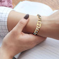 Miniatyrbillede 4 af 4: 18k Guldbelagt Mode Rustfrit Stål Armbånd - Brev Cd Armbånd - Punk Style Hip