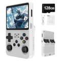 R36S Retro Handheld Gaming Console, Open Source Linux System, 128G TF Card, 30000+ Classic Games, 3.5 Inch IPS Screen, 3500mAh Battery White, 128GB