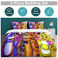 Miniatyrbild 5 av 5: v1185 Five Nightat Freddy Täcke Set Tjockt Mjukt 3-delars Sängklädesset Året Runt Täcke med 2 Örngott för Vuxna Kvinnor Flickor Tonåringar Hemrum 135x200cm 53x78in