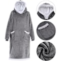 Miniatyrbilde 5 av 5: Ekstra lang hettegenser-teppe for kvinner Oversized bærbart teppe Koselig myk komfortabel Sherpa fleece gigantisk bærbart hettegenser-teppe genser (lys grå) light grey