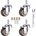 Miniatyrbillede 1 af 5: 4-pak møbeldrejelige hjul - M6 x 15 mm med 25 mm gevind - blødt gummi - TPE-gevind - minirulle til møbler (25 mm)