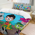 Miniatyrbilde 1 av 5: x89 Teen Titans Go 3-delt sengetøysett Varmt og komfortabelt mykt dynetrekksett med 1 dynetrekk og 2 putetrekk for soverom b89 135x200cm 53x78in