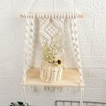 Pikkukuva 3 / 5: Boho Macrame Seinähylly Käsintehty Kudottu Tupsu Gobeliniteline Puinen Kelluva Säilytysteline H Fo (haoyi)