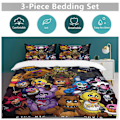 Miniatyrbild 5 av 5: x253 Five Nights at Freddy's FNAF Påslakanset Mikrofiber Sängkläder 3D-tryckt Lättviktigt 3-delat Täcke, 1 Påslakan och 2 Kuddfodral 135x200cm 53x78in