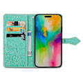 Miniatyrbillede 2 af 5: Til iPhone 16 Pro Max Wallet Case Mandala Blomst Læder Telefon Cover Stativ Vis - Multicolor Green