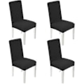 Miniatyrbilde 1 av 3: 4 X Universal Stolstoltrekk Stretch Og Vaskbare Spisestoltrekk Med Elastisk Bånd Svart