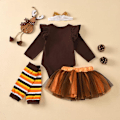 Miniatyrbilde 3 av 5: Europa, Amerika, Vår og Høst Thanksgiving eksplosjon trend firedelt kalkun trykk langarmet skjorte gasbind skjørt jente dress light brown 3-6Months