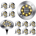 Miniatyrbillede 1 af 5: 12 stk. solcellelamper til udendørs have, 8 LED jordlamper 3000k varmt hvidt vandtæt Ip65 solcellelamper indbyggede solcellelamper til sti patio plæne