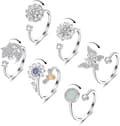 Stressring 6-pack – Justerbar Ångest Ring & Fidget Ring för Kvinnor Silver Silver 6st