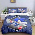Miniatyrbild 1 av 5: v1326 Sängkläder Utsökt Tecknad S-Sonic Bakgrundsbild Anime Digitaltryck Sängkläder Set Påslakan Täcke Säng Ungdom Barn Flicka Pojkar Gåva 3-Delar 135x200cm 53x78in