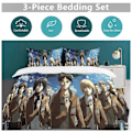 Miniatyrbild 5 av 5: v1026 Attack On Titan Täcke Set Tjockt Mjukt 3 Delars Sängklädesset Året Runt Täcke med 2 Örngott för Vuxna Kvinnor Flickor Tonåringar Hem Rum Deco 135x200cm 53x78in