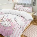 Miniatyrbild 1 av 4: v775 Cinnamoroll 3-delars Bäddset för Enkelsäng - Inkluderar 1 Enkeltäcke och 2 Örngott - Blekningsresistent Mikrofiber - Cinnamoroll io775 135x200cm 53x78in