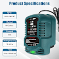 Miniatyrbillede 4 af 5: Lader til Bosch Professional 18 V batterisystem GBA 18 V med LED-display, hurtiglader kompatibel med Bosch 18 V batteri BAT6