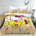 Miniatyrbild 1 av 4: i113 Tryckt Påslakan Hello Bedding Sängset Kitty Mjukt Täcke Mikrofiber med Dragkedja Passar Utmärkt Till All Inredning jm113 135x200cm 53x78in