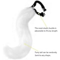 Miniatyrbillede 4 af 5: Falsk Pels Ræv Hale Kat Ulv Cosplay Kostume Sæt Blød Maske Fluffy Poter Handsker Halloween Jul White
