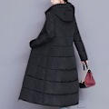 Miniatyrbilde 3 av 5: Vinterdunjakke for kvinner, casual lang glidelås yttertøy pufferjakke egnet for venner samling slitasje Black 3XL