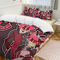 Miniatyrbild 1 av 4: v211 Hazbin Hotel 3-delat Twin Sängset - Inkluderar 1 Enkelt Täcke och 2 Örngott Sängkläder - Färgbeständig Mikrofiber - Hazbin Hotel io211 135x200cm 53x78in