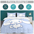 Miniatyrbild 5 av 5: v1260 Cinnamoroll Täcke Set Tjockt Mjukt 3 Delars Sängklädesset Året Runt Täcke med 2 Örngott för Vuxna Kvinnor Flickor Tonåringar Hem Rum Inredning io 240x260cm 94x102in