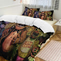 Miniatyrbild 1 av 5: v1369 Five Nightat Freddy Täcke Set Tjockt Mjukt 3 Delars Sängklädesset Året Runt Täcke med 2 Örngott för Vuxna Kvinnor Flickor Tonåringar Hemrum 135x200cm 53x78in