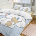 Miniatyrbild 1 av 5: v1425 Cinnamoroll Täcke Set Tjockt Mjukt 3 Delars Sängklädesset Året Runt Täcke med 2 Örngott för Vuxna Kvinnor Flickor Tonåringar Hem Rum Inredning io 135x200cm 53x78in