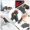 Miniatyrbillede 6 af 8: Gigt-handsker, 1 par fingerløse kompressionshandsker til smertelindring & varme, skrivning & spil (S) S