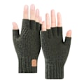 Miniatyrbillede 1 af 3: Mænd Kvinder Ski Stretchy Halv Finger Kørsel Vinter Handsker Varme Army Green