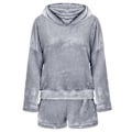 Miniatyrbild 2 av 9: Dam Fleece Fluffiga Pyjamas Sovkläder Nattkläder Set Grå Grey 2XL