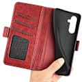 Miniatyrbild 4 av 5: För Samsung Galaxy A35 5G PU Läder Plånboksfodral Flip Telefonfodral med 3 Kortplatser Red