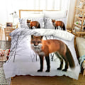 Miniatyrbild 1 av 5: v985 Sängkläder Rävmönster Påslakanset Queen Sängkläder Set för Pojke Flicka Djurtema Räv Presenter Polyester Täcke Överdrag King Twin Full Storlek 3-Delar 240x260cm 94x102in