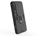 Miniatyrbillede 4 af 5: Cool Guard Ring Holder Kickstand PC TPU Hybrid Case Beskyttende Skal til Xiaomi Mi 10 Black