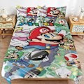 Pikkukuva 1 / 5: x249 Super Mario -pussilakanasetti, mikrokuituinen vuodevaatesetti, 3D-painettu kevyt 3-osainen peittosetti, 1 pussilakana ja 2 tyynyliinaa lapsille ja pojille 240x260cm 94x102in