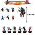 Pikkukuva 3 / 5: Godzilla vs Kong Teema Syntymäpäiväjuhlat Tarvikesarjat Sisältää Bannerin Kakku Cupcake Topperit Ilmapallot Set Koriste (FMY)