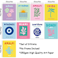 Pikkukuva 2 / 5: Heytea 9 kpl Preppy Travel Wall Art -julisteet Abstrakti Esteettinen Preppy Huoneen sisustus Värikäs Minimalistinen Kehystämätön Taidejuliste Dekor Olohuoneeseen Teini-tytölle