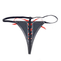 Miniatyrbild 3 av 5: Konstläder T-backs och G-strings Sexig Lingerie Erotisk Latex Trosor för Sex Klyvfria Underkläder Kvinna Låg Midja Kort