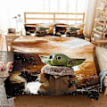 Miniatyrbild 1 av 5: v5104 Sängkläder Star Wars Yo-da 3 Delars Täcke Set med 2 Örngott, Star Wars Yod-a Sängkläder Set Lakan Set för Barn Vuxna, Hela Säsongen Lätt 240x260cm 94x102in