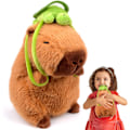Miniatyrbillede 1 af 6: Capybara plyslegetøj, 23 cm Capybara bærer skildpadde rygsæk, udstoppet dyr Capybara legetøj, søde plysdyr marsvin plys