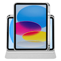 Miniatyrbillede 5 af 5: iPad Air 11 (2024) Etui i PU Læder + Akryl Tablet Cover med Automatisk Søvn/Vækning, Drejelig Stativ - Multicolor Grey