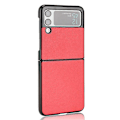 Miniatyrbillede 1 af 4: Etui til Samsung Galaxy Z Flip3 - Bagside Cover Case Zflip 3 5g Litchi Mønster Patch Læder Etui red