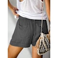 Miniatyrbillede 3 af 5: Shorts Sommer Snørebånd Bomuld Elastisk Talje Ensfarvet Casual Shorts med Lommer XL Hs-dark-grey