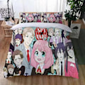 Miniatyrbild 1 av 5: v106 Sängkläder Anime SPYFAMILY Anya Forger Täcke Sängset Full Size Tecknad Påslakan Queen King Size Örngott Set 3-Delar Be 200x200cm 78x78in