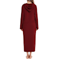 Miniatyrbillede 2 af 5: Kvinde Lang Robe Hætte Badekåbe Lynlås Op Duster Fuld Længde Solid Red XXL