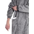 Miniatyrbilde 3 av 5: Ekstra lang hettegenser-teppe for kvinner Oversized bærbart teppe Koselig myk komfortabel Sherpa fleece gigantisk bærbart hettegenser-teppe genser (lys grå) light grey