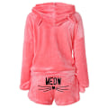 Miniatyrbild 6 av 9: Dam Fleece Fluffiga Pyjamas Sovkläder Nattkläder Set Grå Grey M