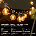 Miniatyrbild 3 av 5: Brightown Utomhus ljusslinga 38ft(28+10) - Led ljusslinga G40 Globe Patio ljusslingor energibesparande med 15 Led-lampor  Splitterskyddad hängande utomhusl