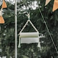 Pikkukuva 5 / 5: Farfi Paper Roll Holder Macrame Smooth Stick Monikäyttöinen Ulkona Ripustettava Paperipyyheteline Kotiin Leirintään Beige