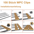 Pikkukuva 3 / 5: 100 kappaletta WPC-klipsejä, 6 mm muovikomposiittikannen klipsit WPC/BPC-lamelleille, piilokiinnitys T-klipsillä + ruuveilla (musta)