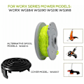 Miniatyrbild 2 av 5: 8 st WA0014 Spolspole + 1 st WA0037 Spolkåpa Set för Worx WG190 / WG191 / WG168 / WG184 Gräsklippare